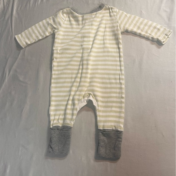 Burt's Bees - Baby Green and Gray Striped Footie - Picture 3 of 4